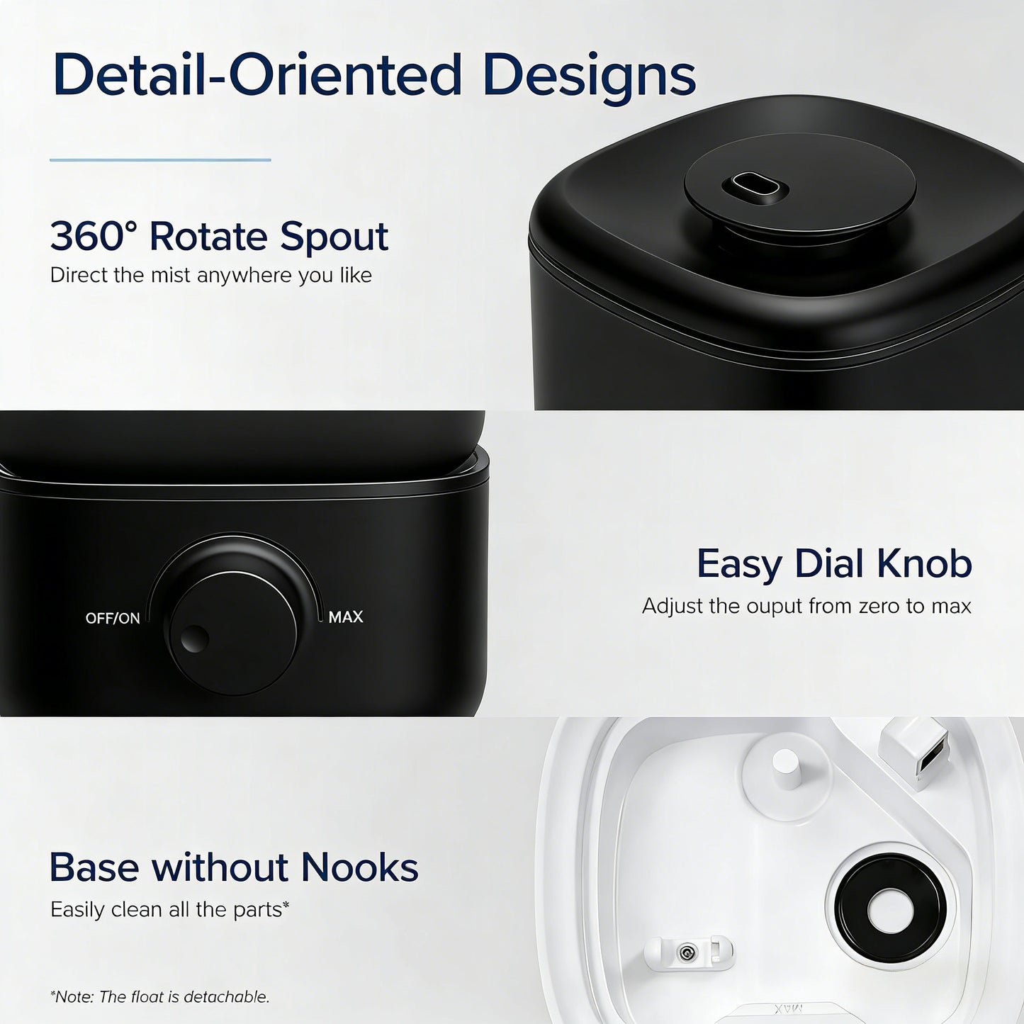 Top-Fill Quiet Humidifier with 28-Inch High Mist