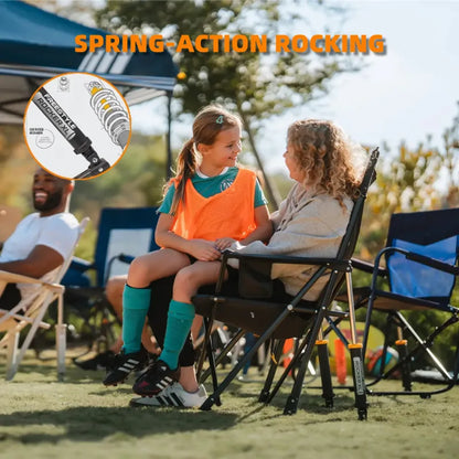 Foldable Rocking Chair, Extra-Wide Back, 350lbs Capacity (Bonus Table Included)