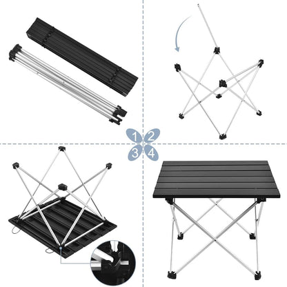 Aluminum Folding Table, Portable & Multi-Purpose for Outdoors & Home