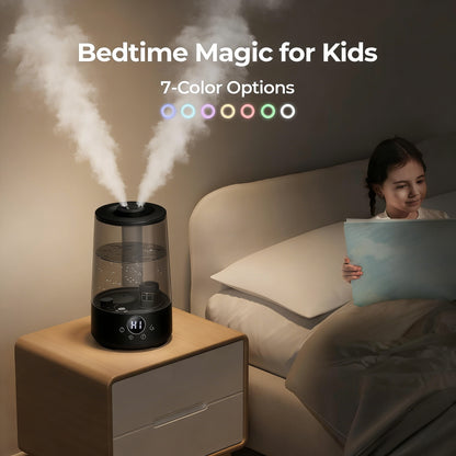 Ultra-Quiet Dual-Nozzle Humidifier with Long-Lasting Runtime