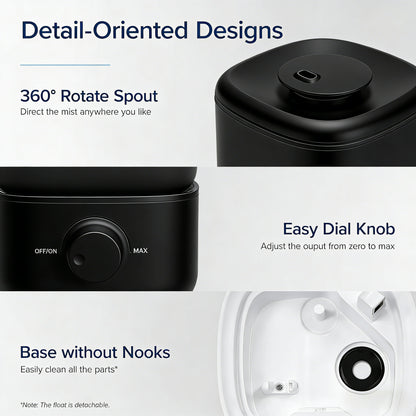 Top-Fill Quiet Humidifier with 28-Inch High Mist