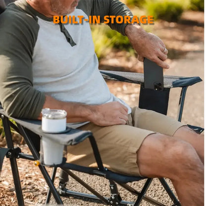 Foldable Rocking Chair, Extra-Wide Back, 350lbs Capacity (Bonus Table Included)