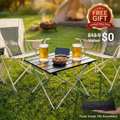 Foldable Rocking Chair, Extra-Wide Back, 350lbs Capacity (Bonus Table Included)