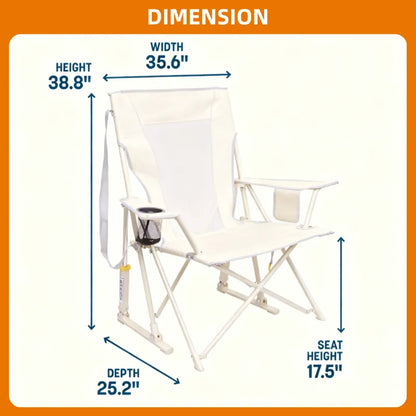 Foldable Rocking Chair, Extra-Wide Back, 350lbs Capacity (Bonus Table Included)