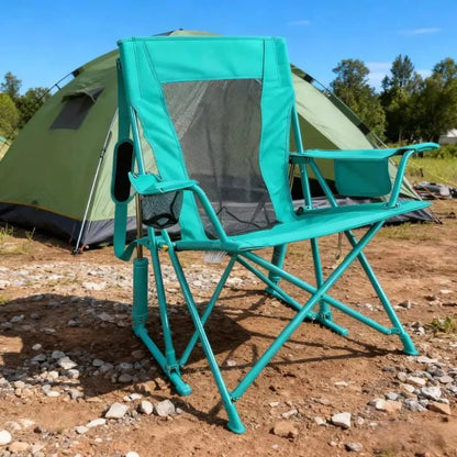 Foldable Rocking Chair, Extra-Wide Back, 350lbs Capacity (Bonus Table Included)